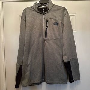 North Face quarter zip pullover heathers gray with teal logo men’s size XXL